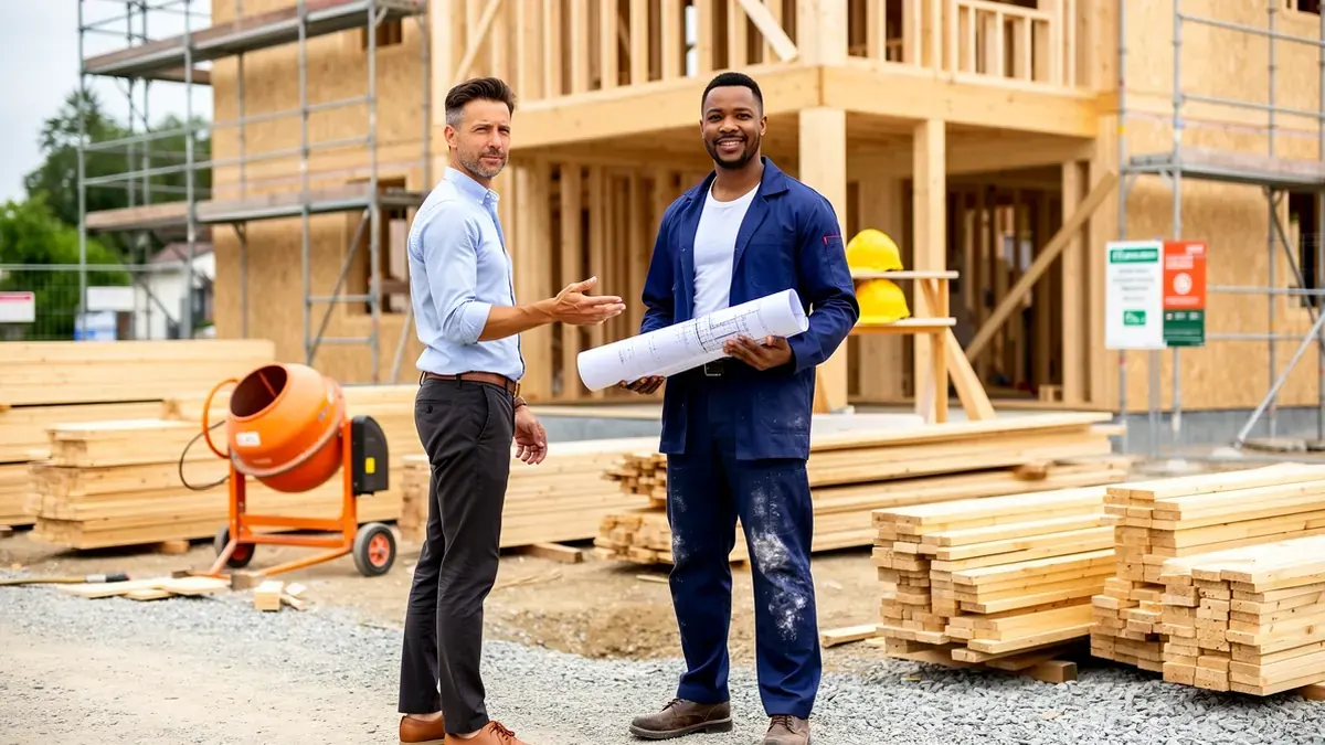 affacturage artisan BTP — artisan devant ordinateur avec factures et tableau de trésorerie