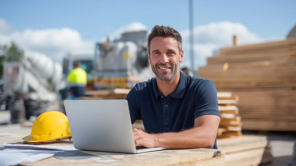 Professionnel du BTP découvrant le format Factur-X sur son ordinateur portable