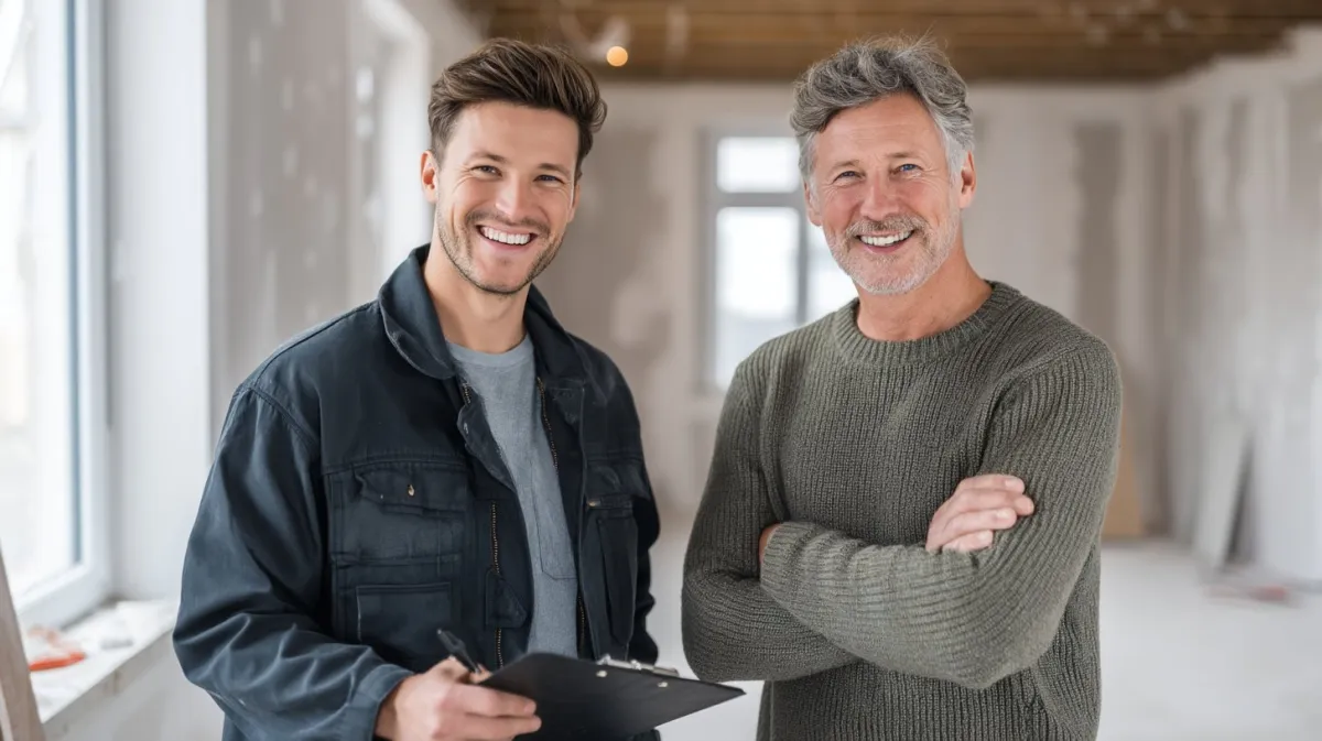 Micro-entrepreneur du bâtiment échangeant avec son client sur la facturation