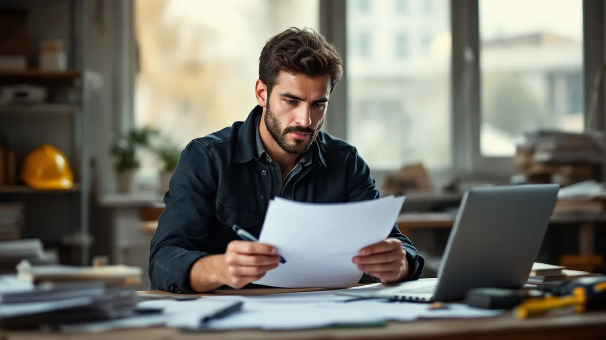 Peintre artisan consultant son devis sur bureau